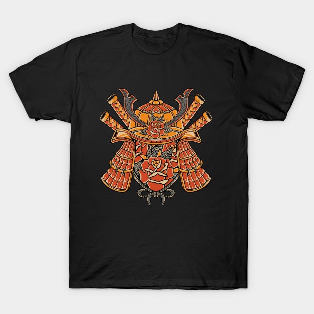 helmet rose samurai T-Shirt by creaviday